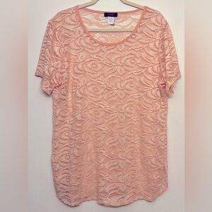 Avenue Blush Lace Short Sleeve Top